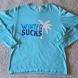 Winter Sucks Palm Tree 100% Cotton Long Sleeve Graphic T-shirt